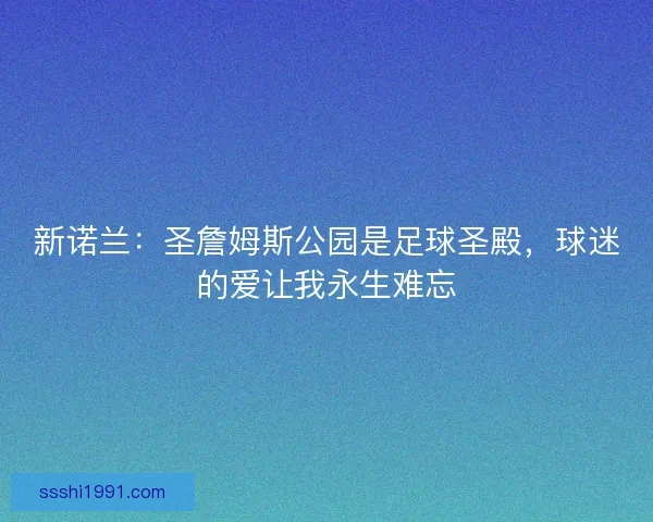 新诺兰：圣詹姆斯公园是足球圣殿，球迷的爱让我永生难忘